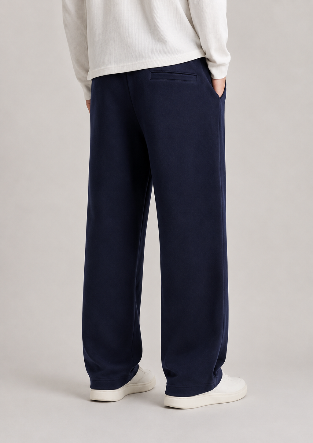 Navy Blue Relaxed Fit French Terry Trousers