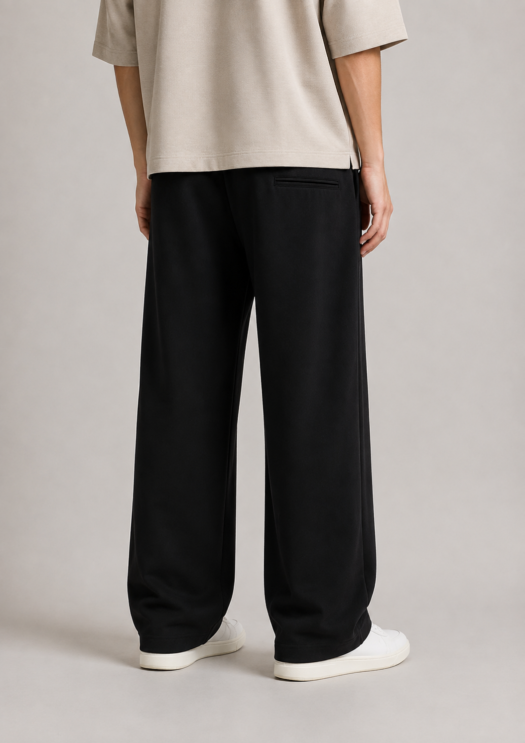 Black Relaxed Fit French Terry Trousers