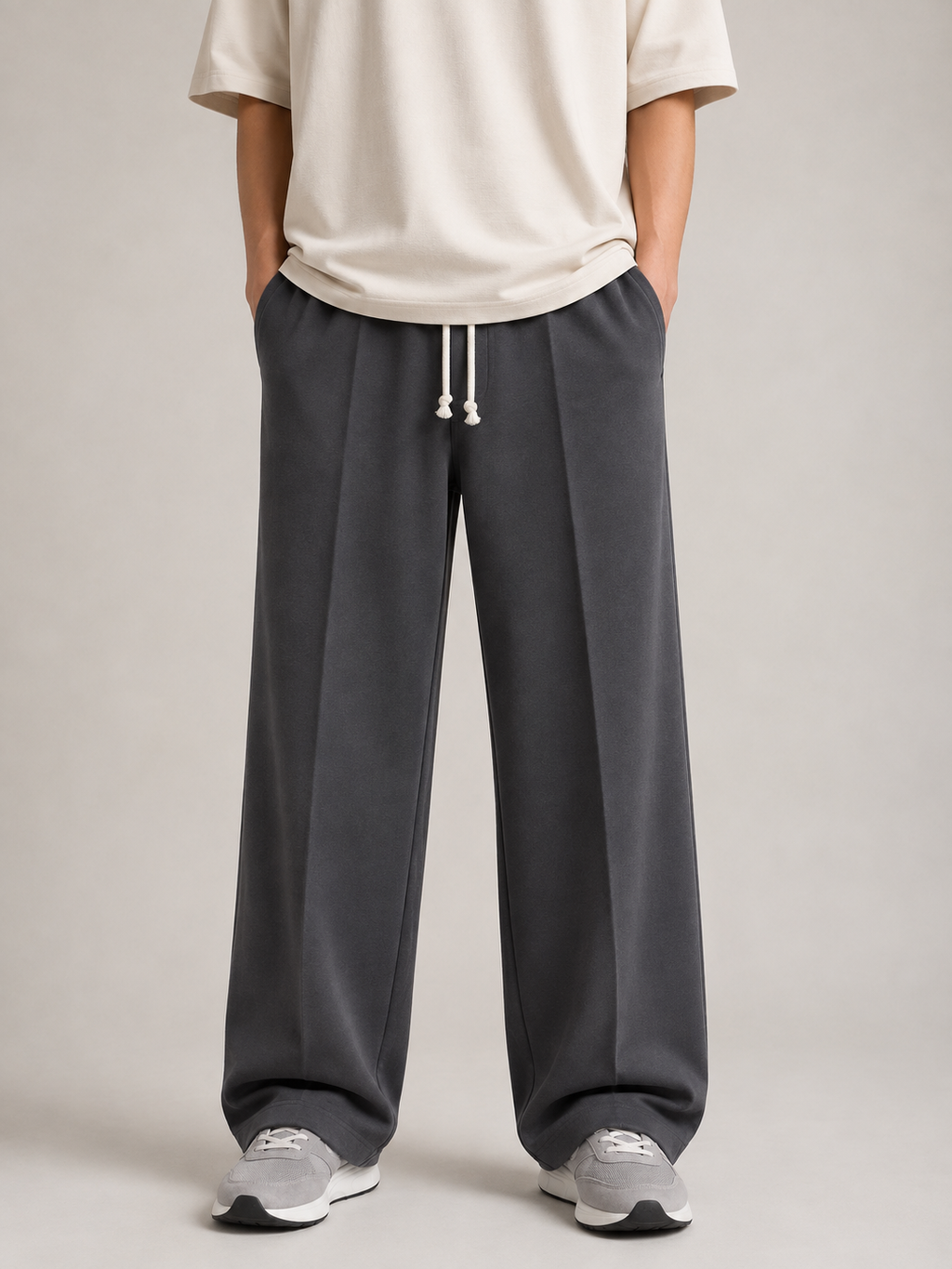 Grey Relaxed Fit French Terry Trousers