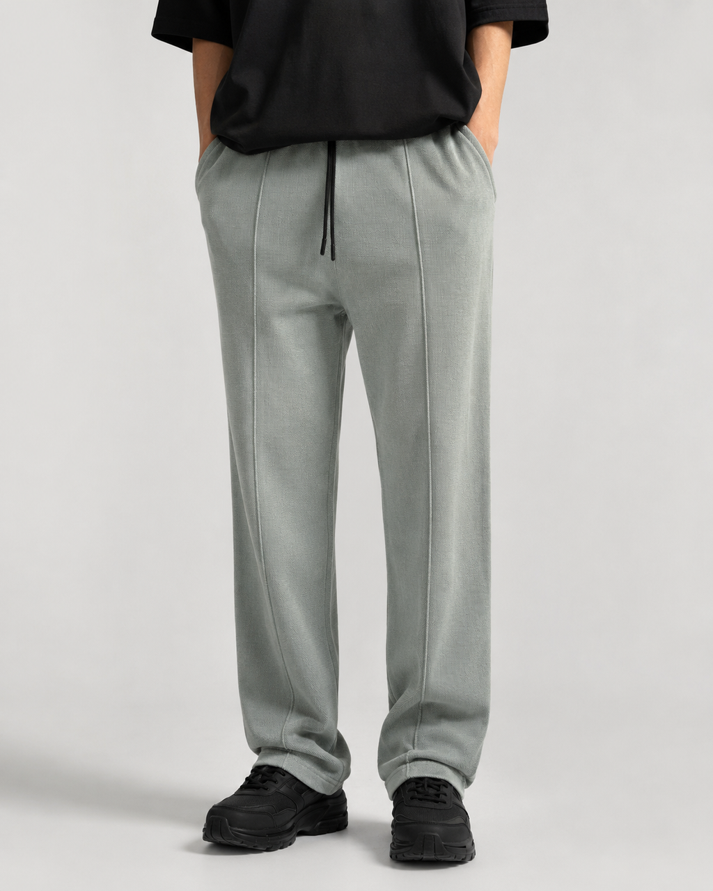 Sage Green Zara Relaxed Fit Interlock Trousers