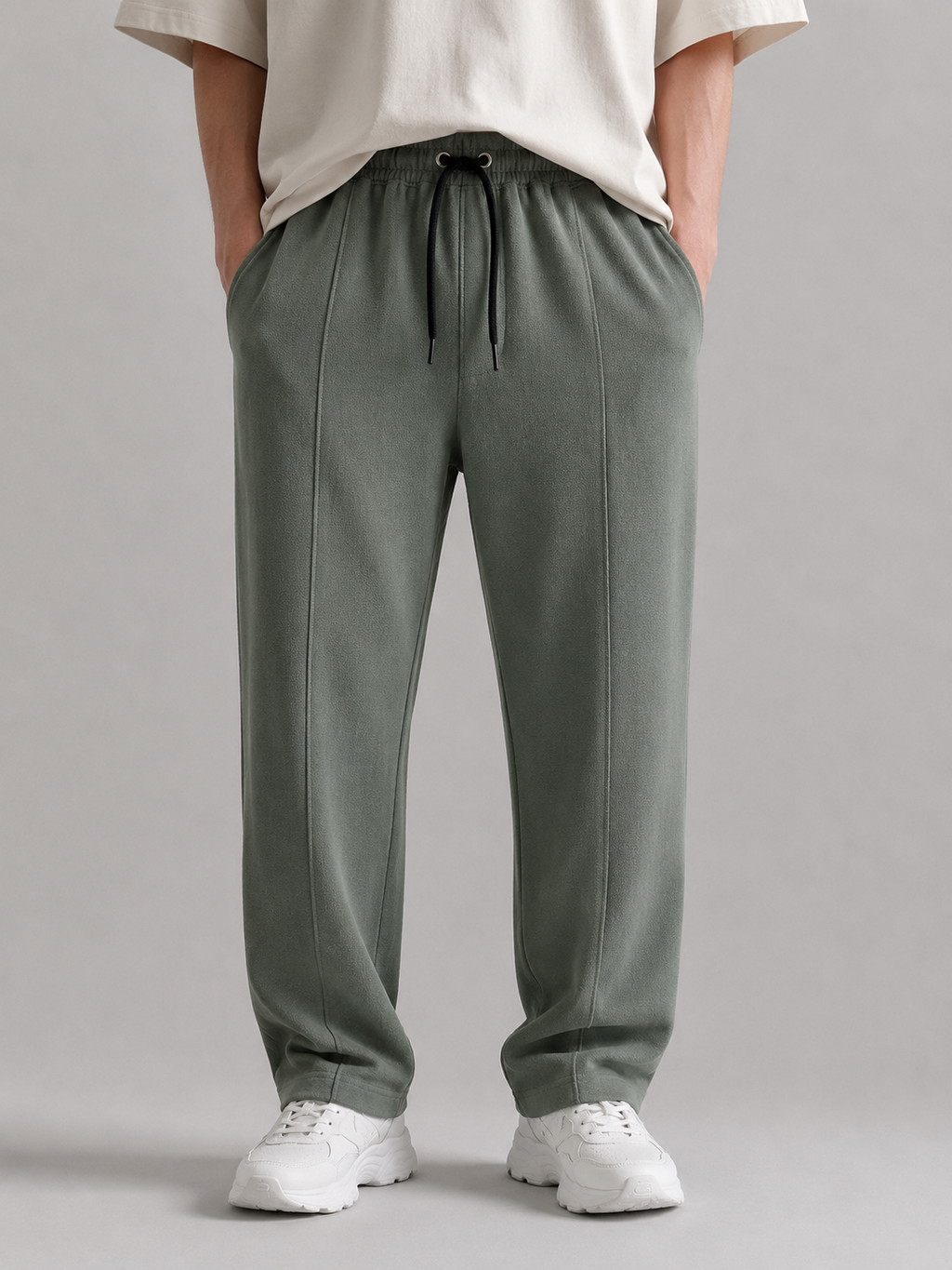 Olive Green Zara Relaxed Fit Interlock Trouser