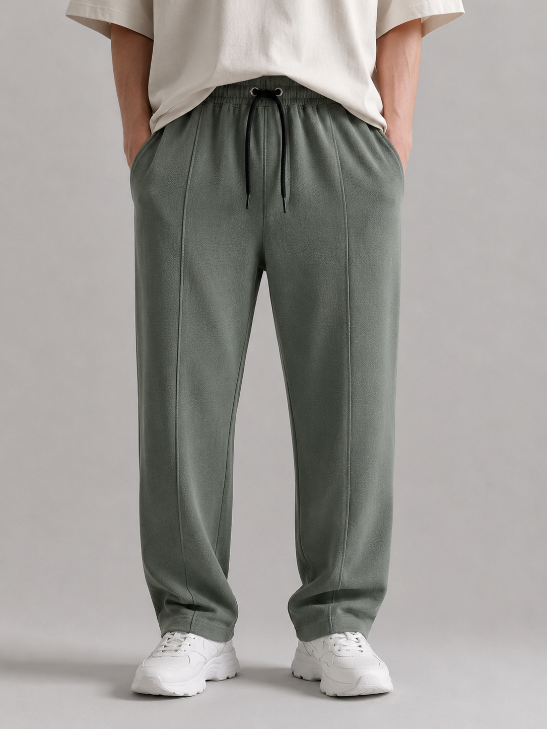 Olive Green Zara Relaxed Fit Interlock Trouser
